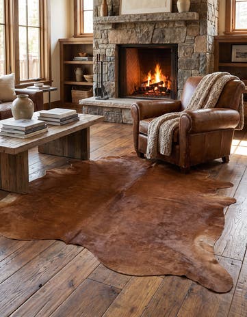 5' 11 x 6' 3 Cowhide Leather Square Rug