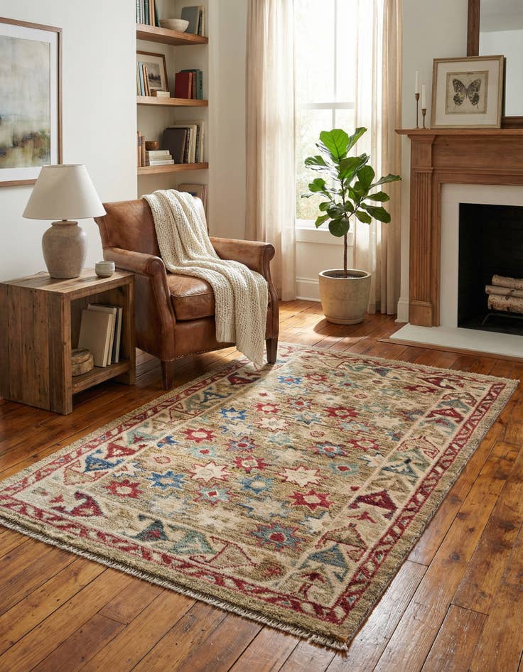 Detail image of 3' 4 x 5' Hand Knotted Oushak Wool Rug