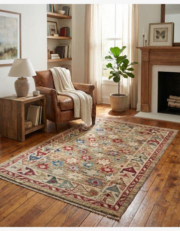3' 4 x 5' Hand Knotted Oushak Wool Rug