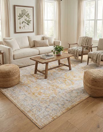 Yellow Washable Timeless Rug