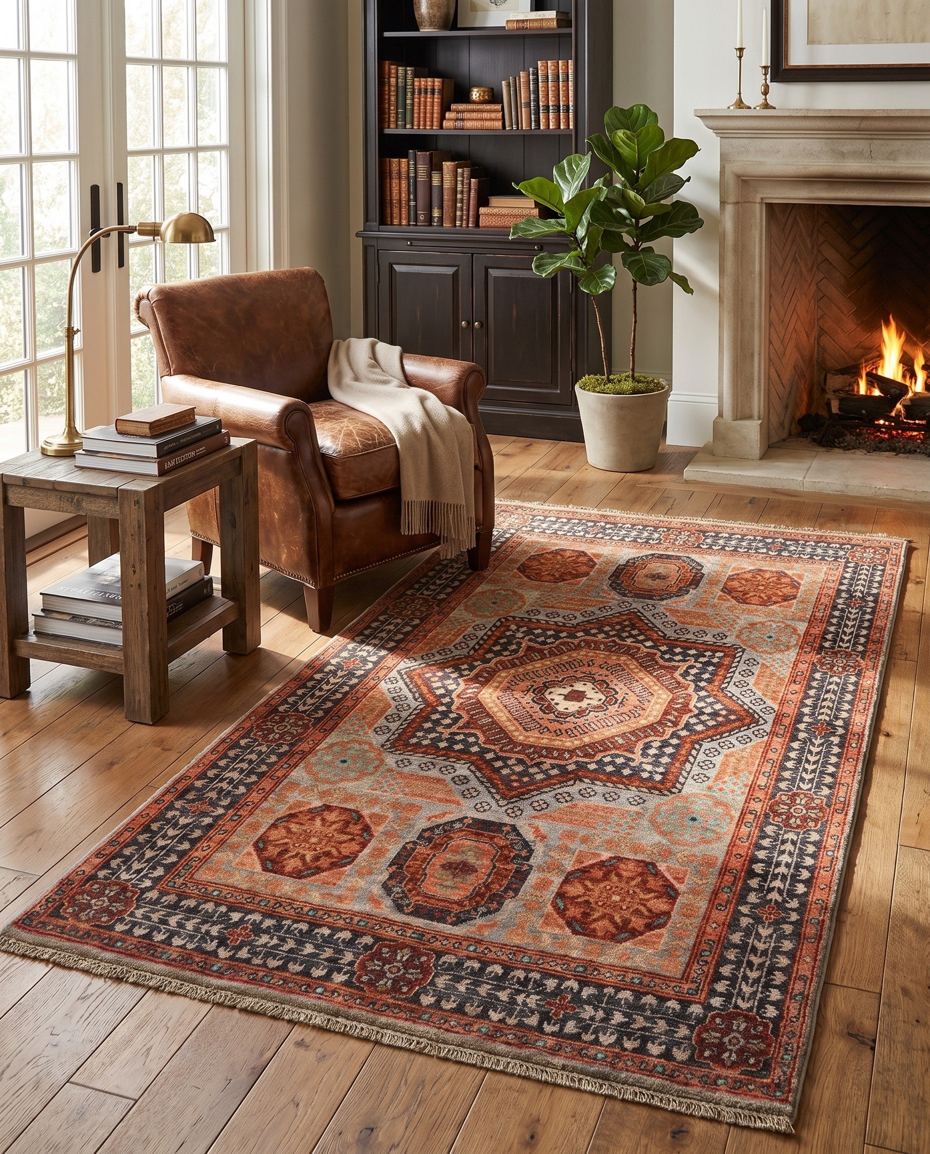3' 5 x 5' 3 Hand Knotted Mamluk Ziegler Rug