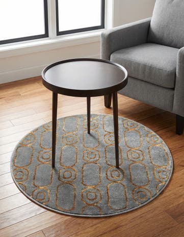 Gray and Gold Vogue Geo Round Rug