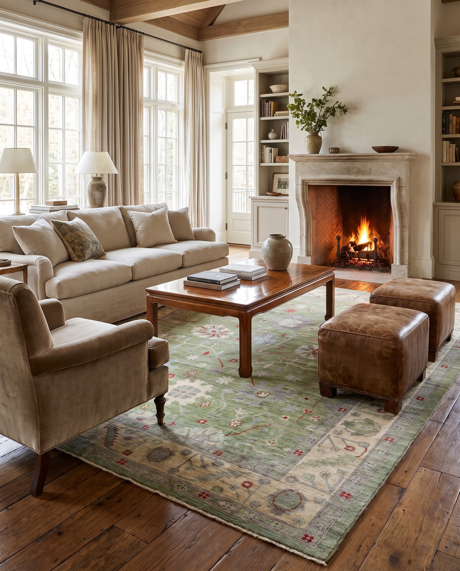 9' 1 x 11' 5 Hand Knotted Oushak Wool Rug