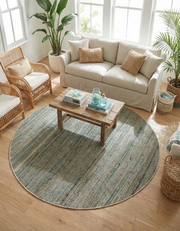 7' 10 x 7' 10 Hand Woven Palm Beach Jute Round Rug
