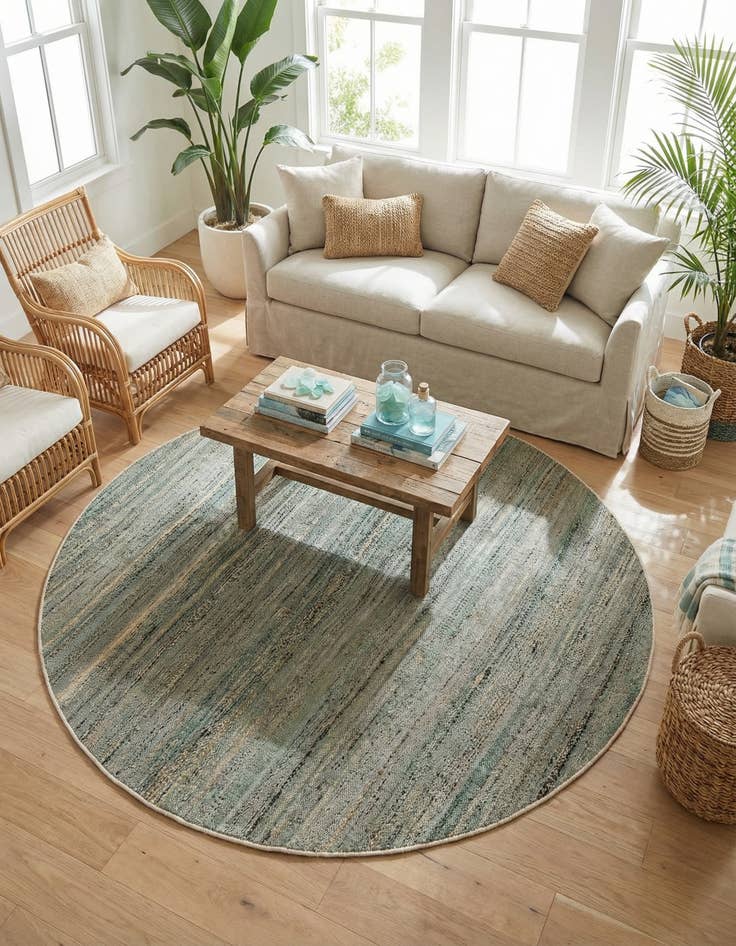 Detail image of 7' 10 x 7' 10  Hand Woven Palm Beach Jute Round Rug