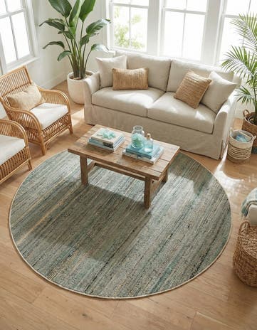 7' 10 x 7' 10 Hand Woven Palm Beach Jute Round Rug