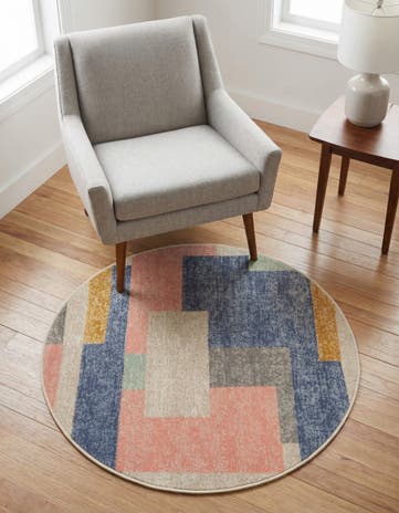 3' 3 x 3' 3 Lotus Round Rug