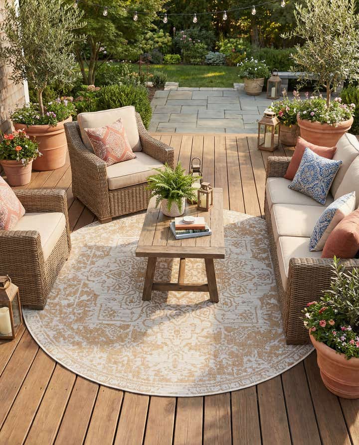 6' 7 x 6' 7 Easy-Clean Jill Zarin Dubai Indoor / Outdoor Round Rug