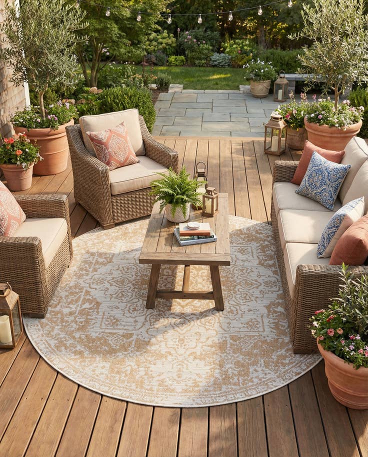Detail image of 6' 7 x 6' 7 Easy-Clean Jill Zarin Dubai Indoor / Outdoor Round Rug