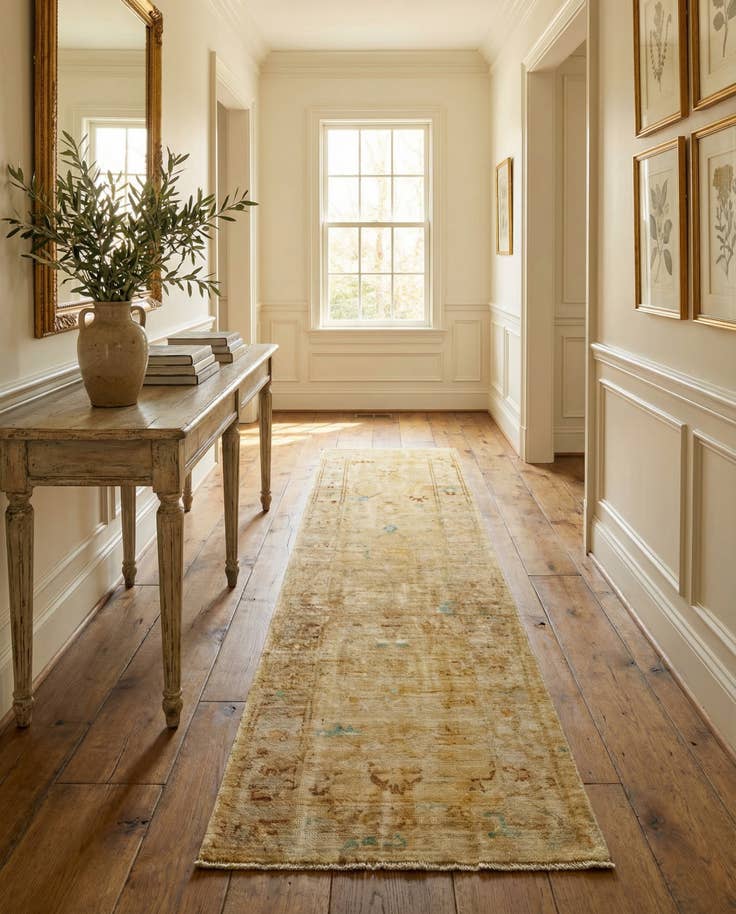 Detail image of 2' 6 x 9' 10 Hand Knotted Oushak Wool Runner Rug