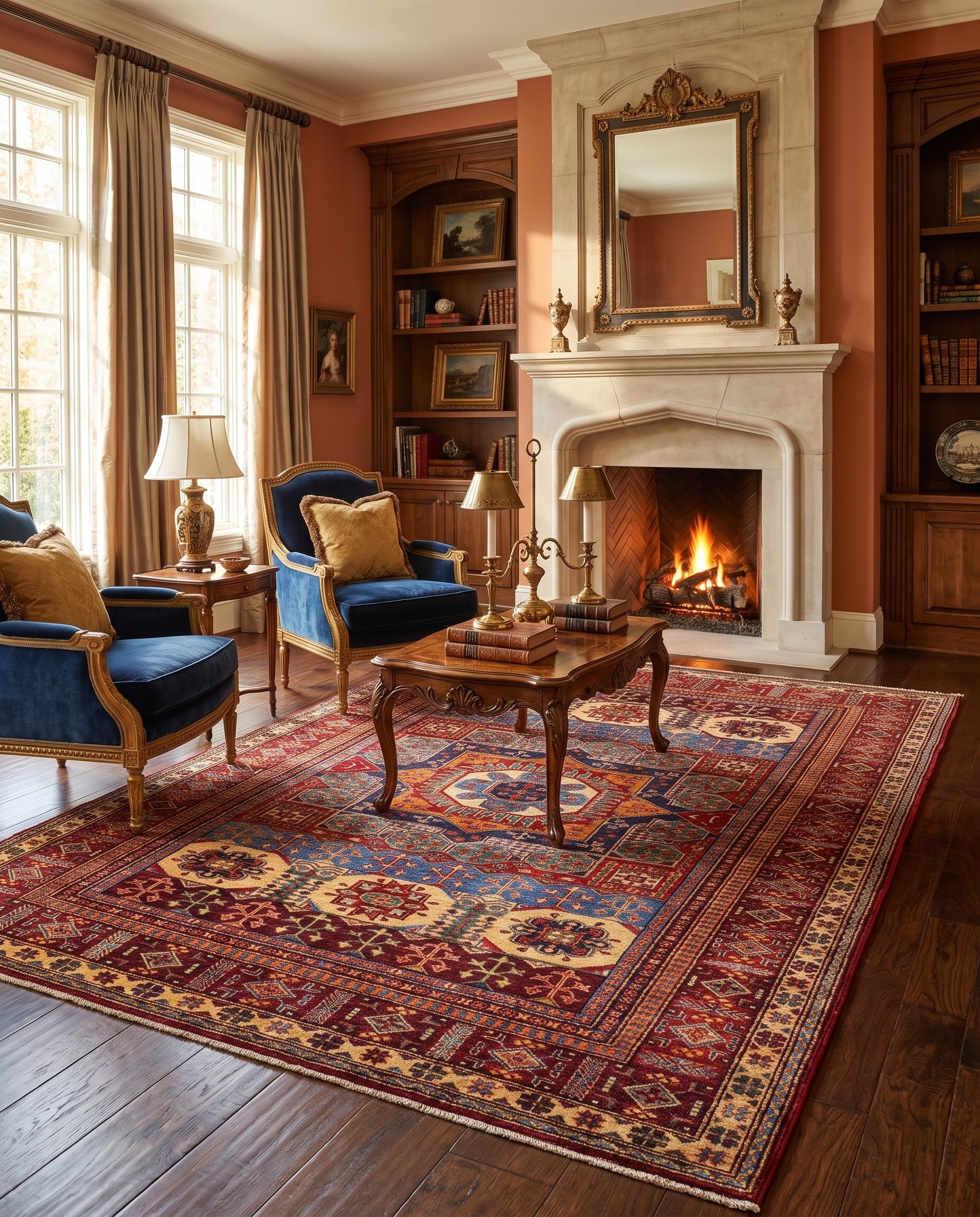 6' x 8' 4 Hand Knotted Mamluk Ziegler Rug