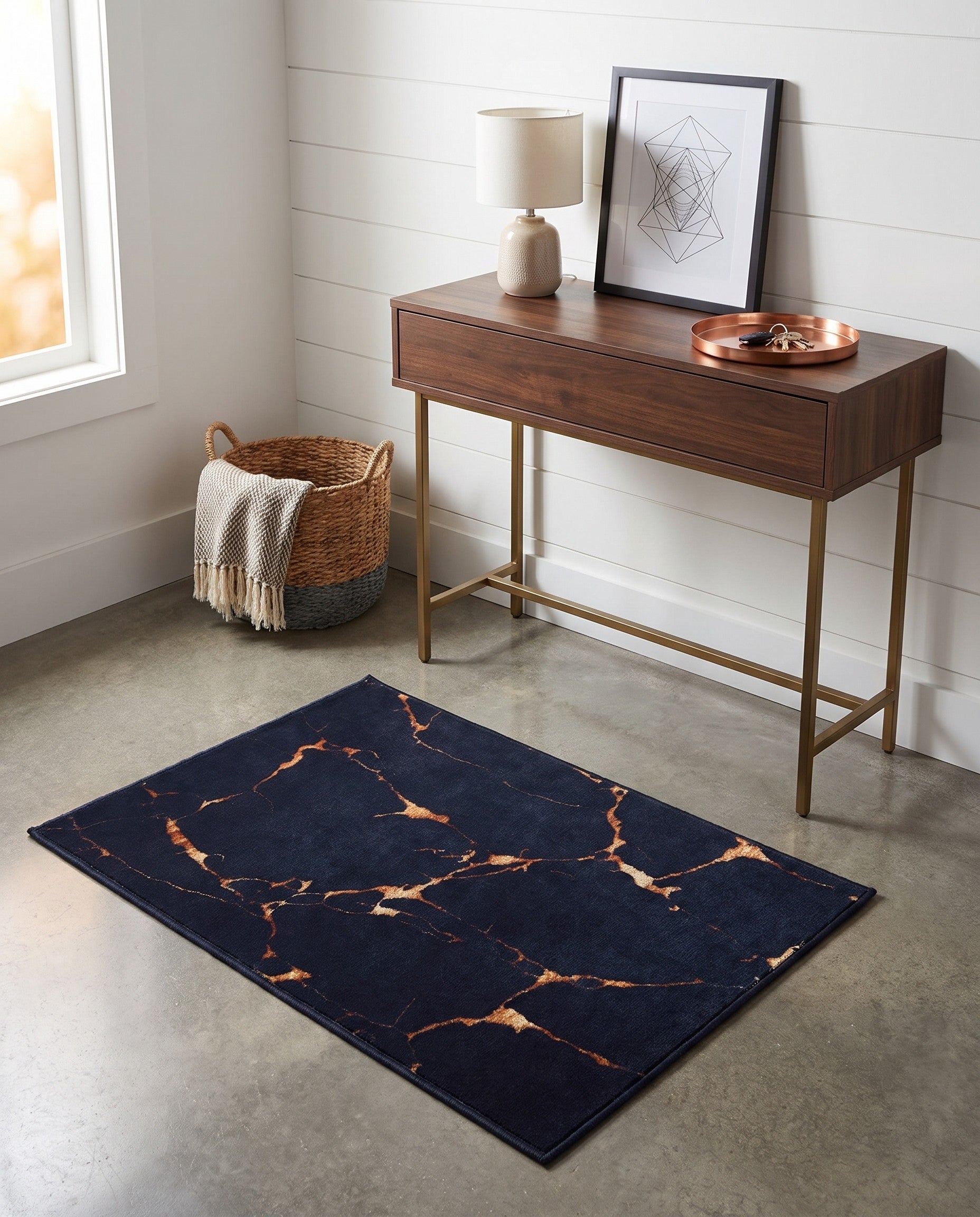 Black and Gold Vogue Geo Rug