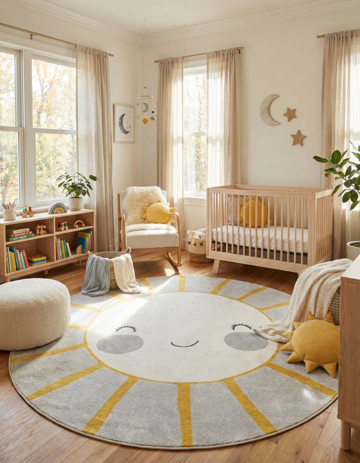 Detail image of 10' x 10' Sun Whimsy Kids Round Rug
