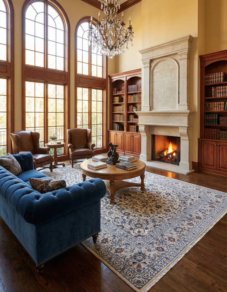 Detail image of 9' 9 x 12' 11 Hand Knotted Kashan Persian Wool Rug