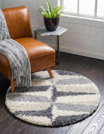 Gray Athena Shag Round Rug