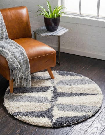 Gray Athena Shag Round Rug