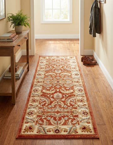 Brick Red Classic Agra Runner Rug