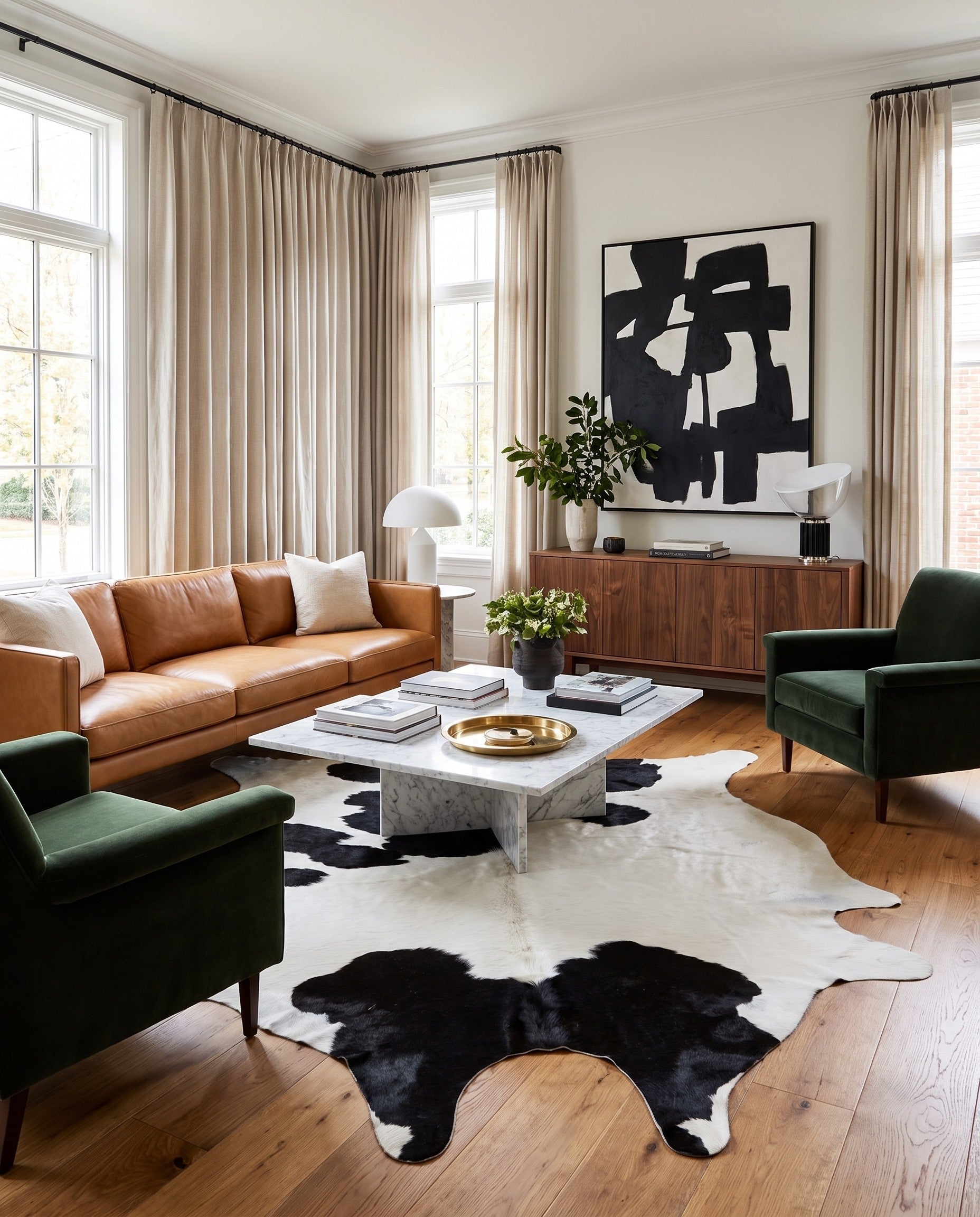 6' 3 x 6' 10 Cowhide Leather Rug