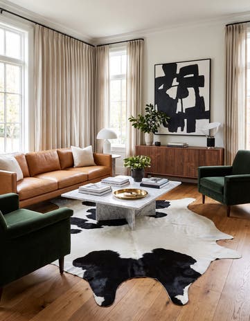 6' 3 x 6' 10 Cowhide Leather Rug