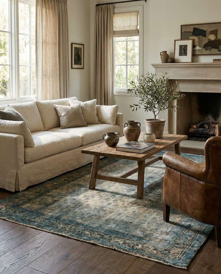 4' 1 x 6' 9 Hand Knotted Ultra Vintage Persian Wool Rug