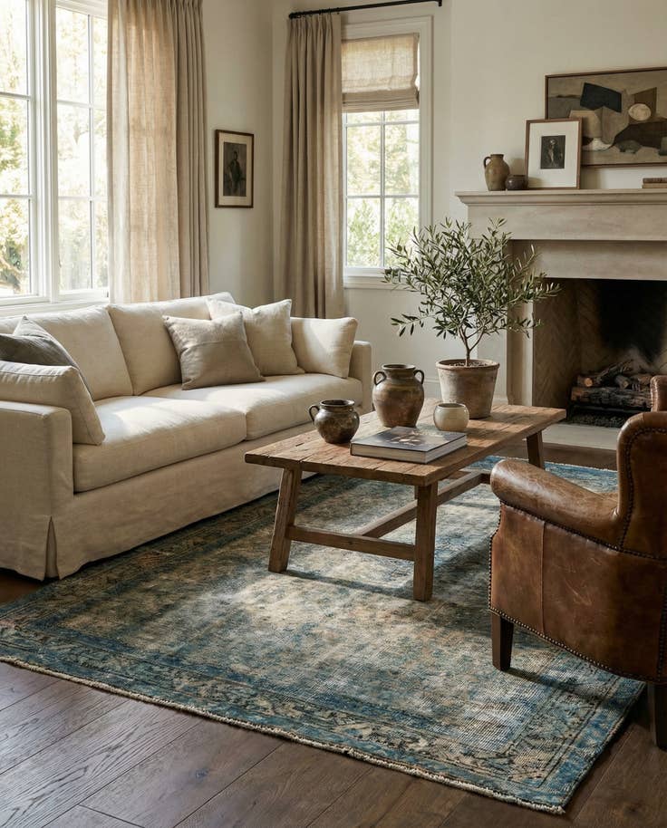 Detail image of 4' 1 x 6' 9 Hand Knotted Ultra Vintage Persian Wool Rug