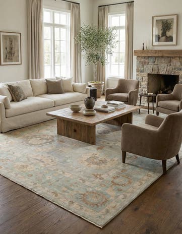 10' 5 x 13' 10 Hand Knotted Oushak Wool Rug