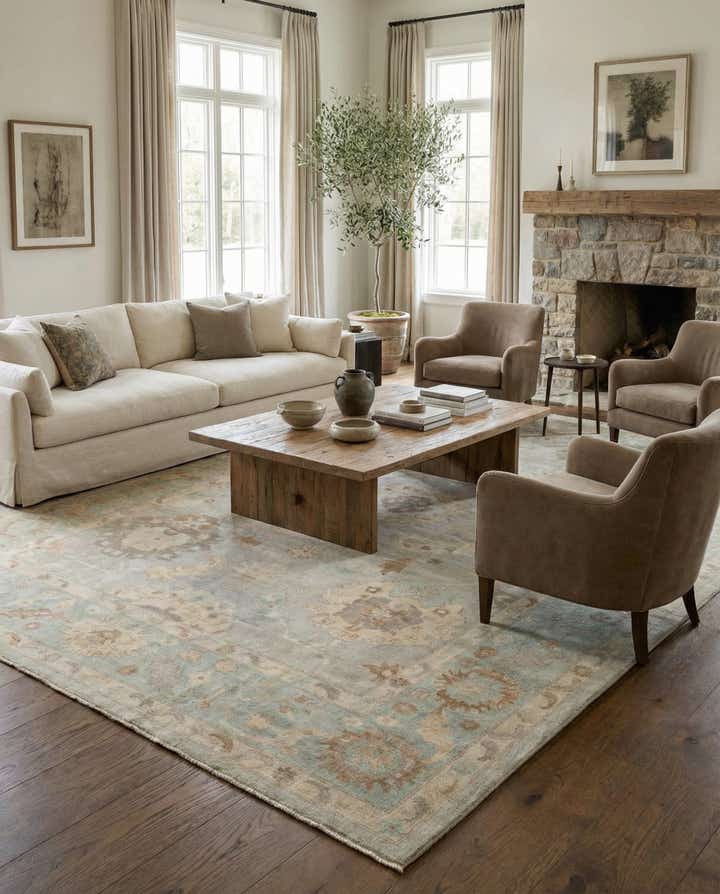 10' 5 x 13' 10 Hand Knotted Oushak Wool Rug
