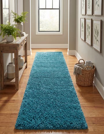2' 7 x 12' Solid Shag Runner Rug