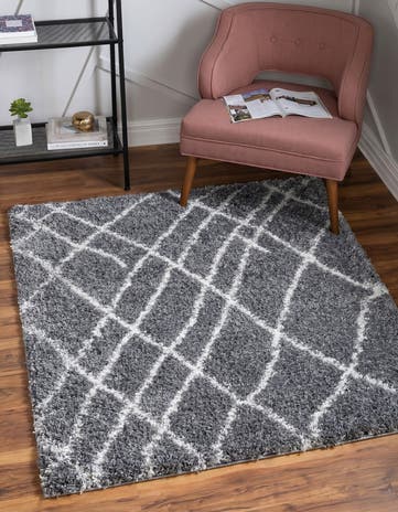 Pebble Gray Soft Touch Shag Square Rug