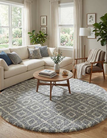 10' x 10' Lattice Shag Round Rug