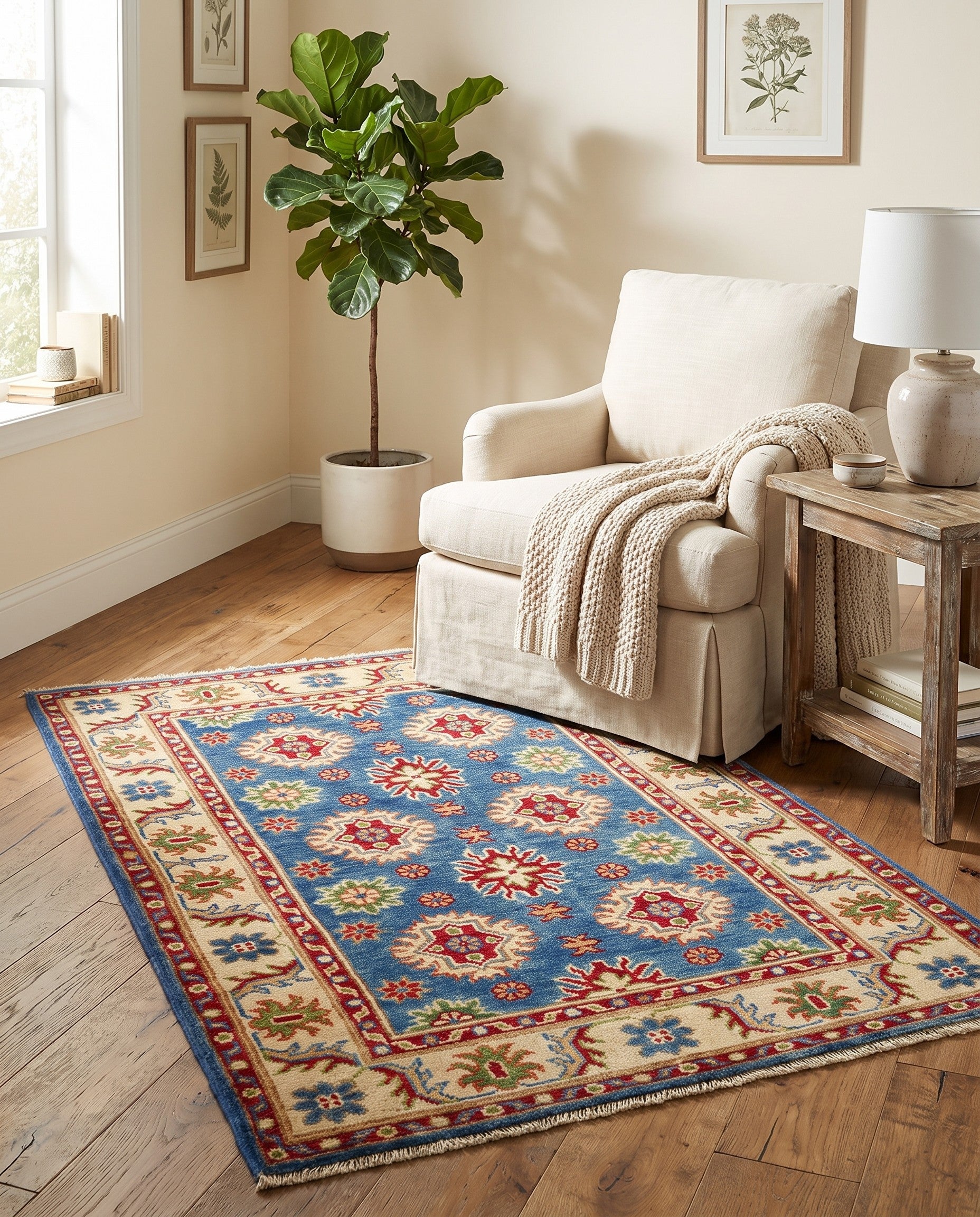 2' 8 x 4' Hand Knotted Kazak Rug