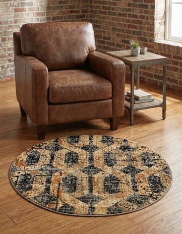 3' 3 x 3' 3 Saturn Round Rug