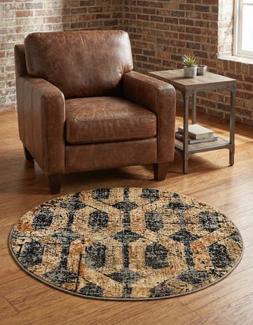 3' 3 x 3' 3 Saturn Round Rug