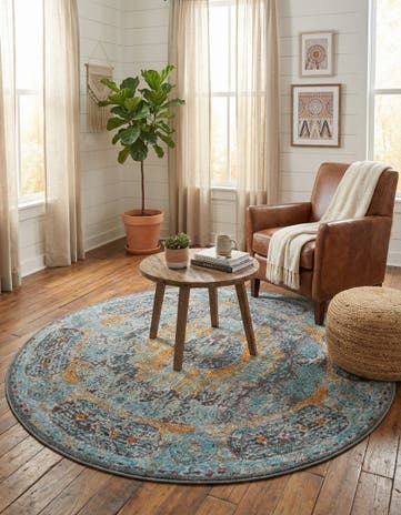 Blue Santiago Round Rug