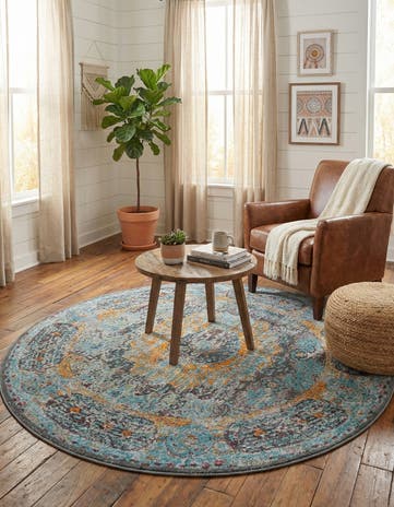 Blue Santiago Round Rug