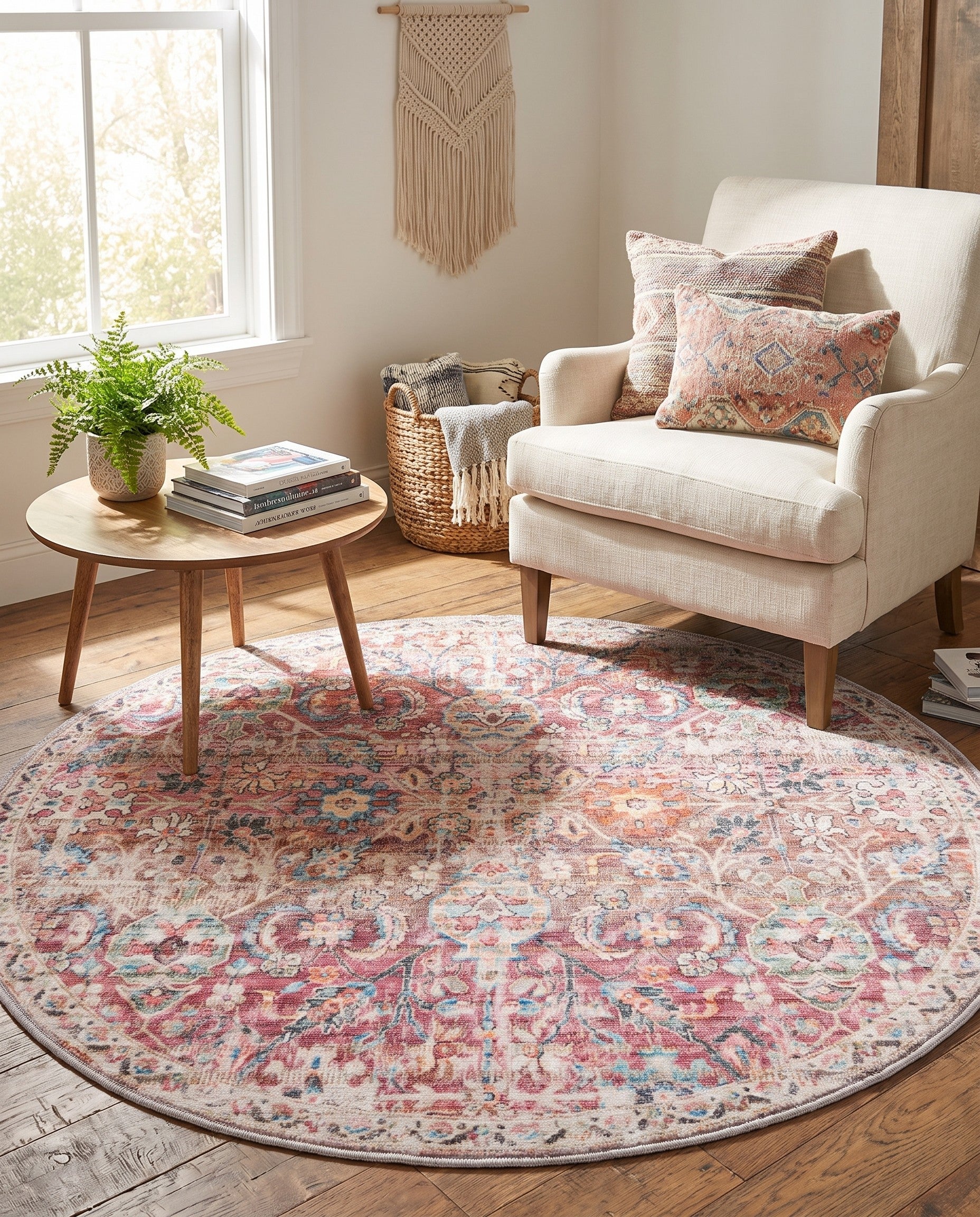 4' x 4' Washable Nostalgia Round Rug