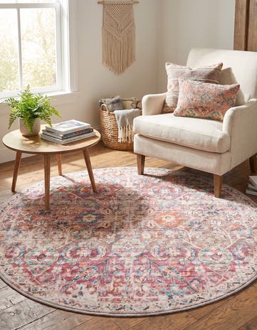 4' x 4' Washable Nostalgia Round Rug