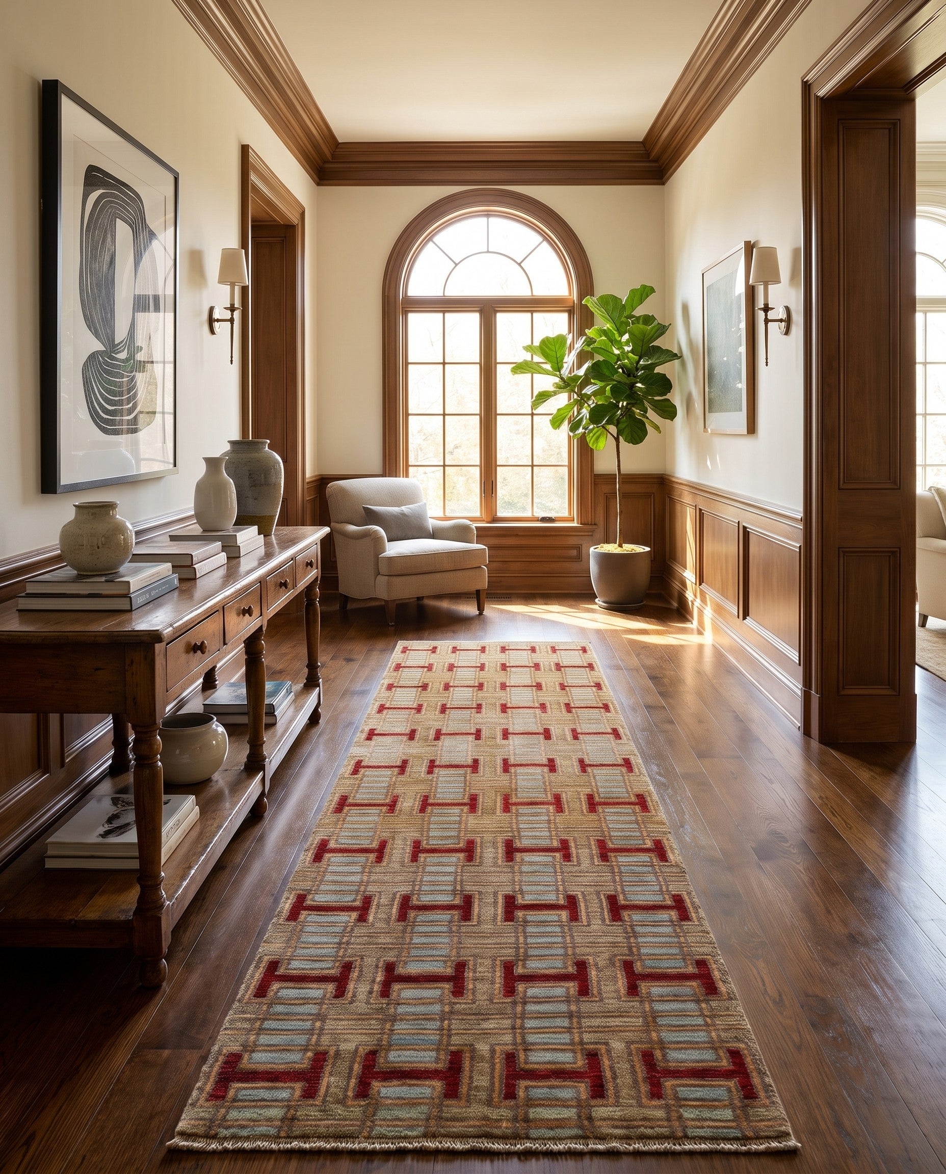3' 1 x 11' 10 Hand Knotted Ziegler Modern Runner Rug