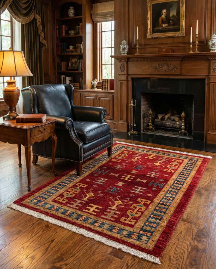 3' 5 x 5' Hand Knotted Ziegler Wool Rug