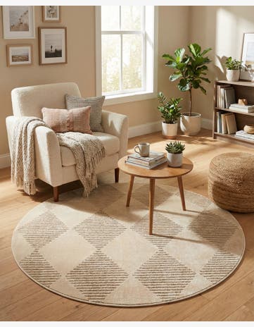 Ivory Contour Round Rug