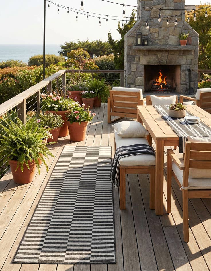 Detail image of 2' 7 x 10' Washable Striped Indoor / Outdoor Runner Rug