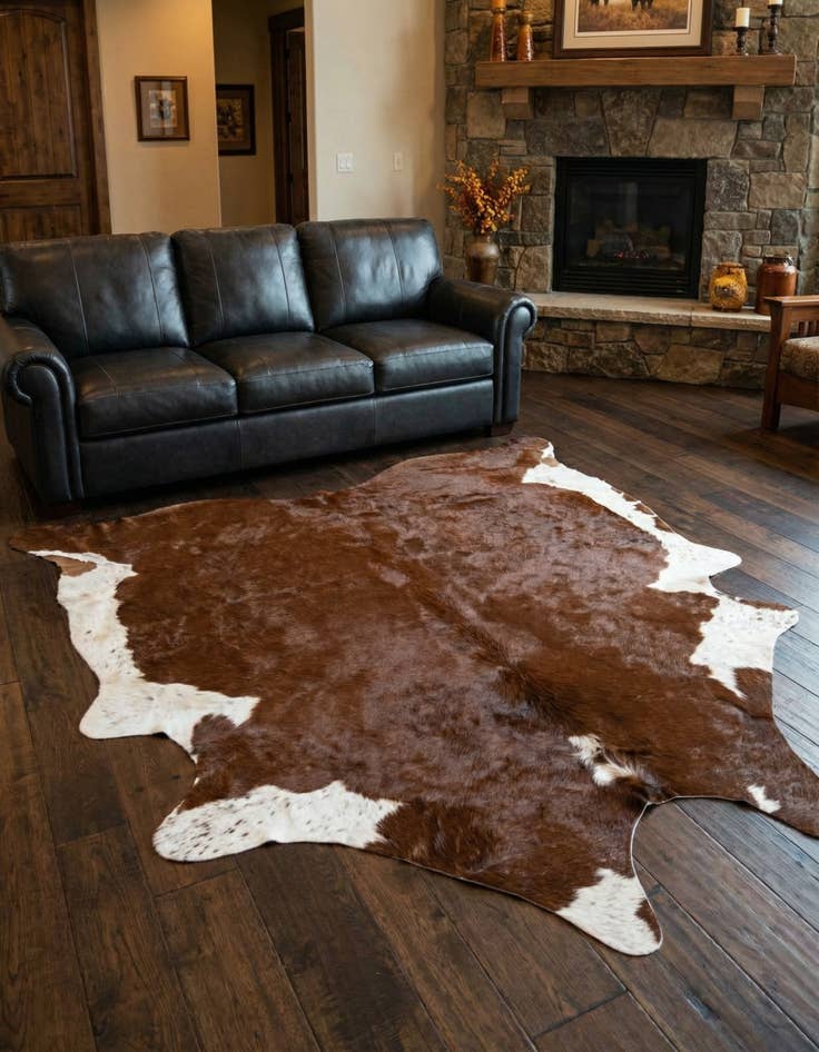 Detail image of 6' 5 x 7' Cowhide Leather Square Rug