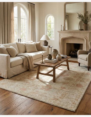 4' 11 x 7' Hand Knotted Oushak Wool Rug