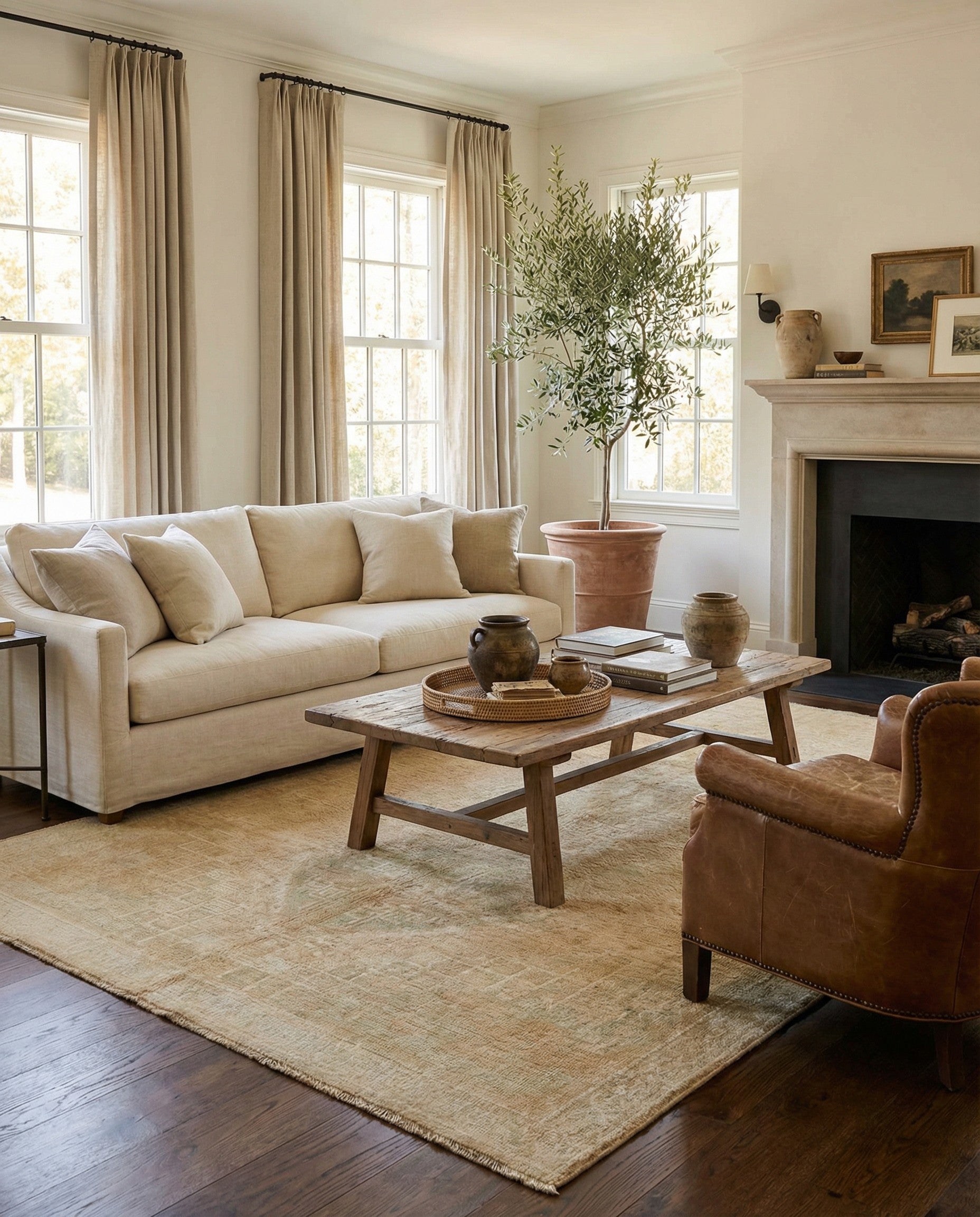 5' 6 x 8' 3 Hand Knotted Oushak Wool Rug