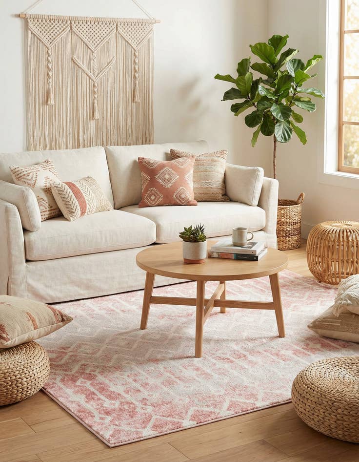 Detail image of 5' 3 x 5' 3 Bohemian Trellis Square Rug