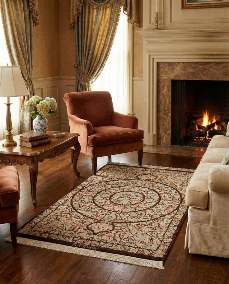 Detail image of 2' 8 x 4' Ghom Silk Rug