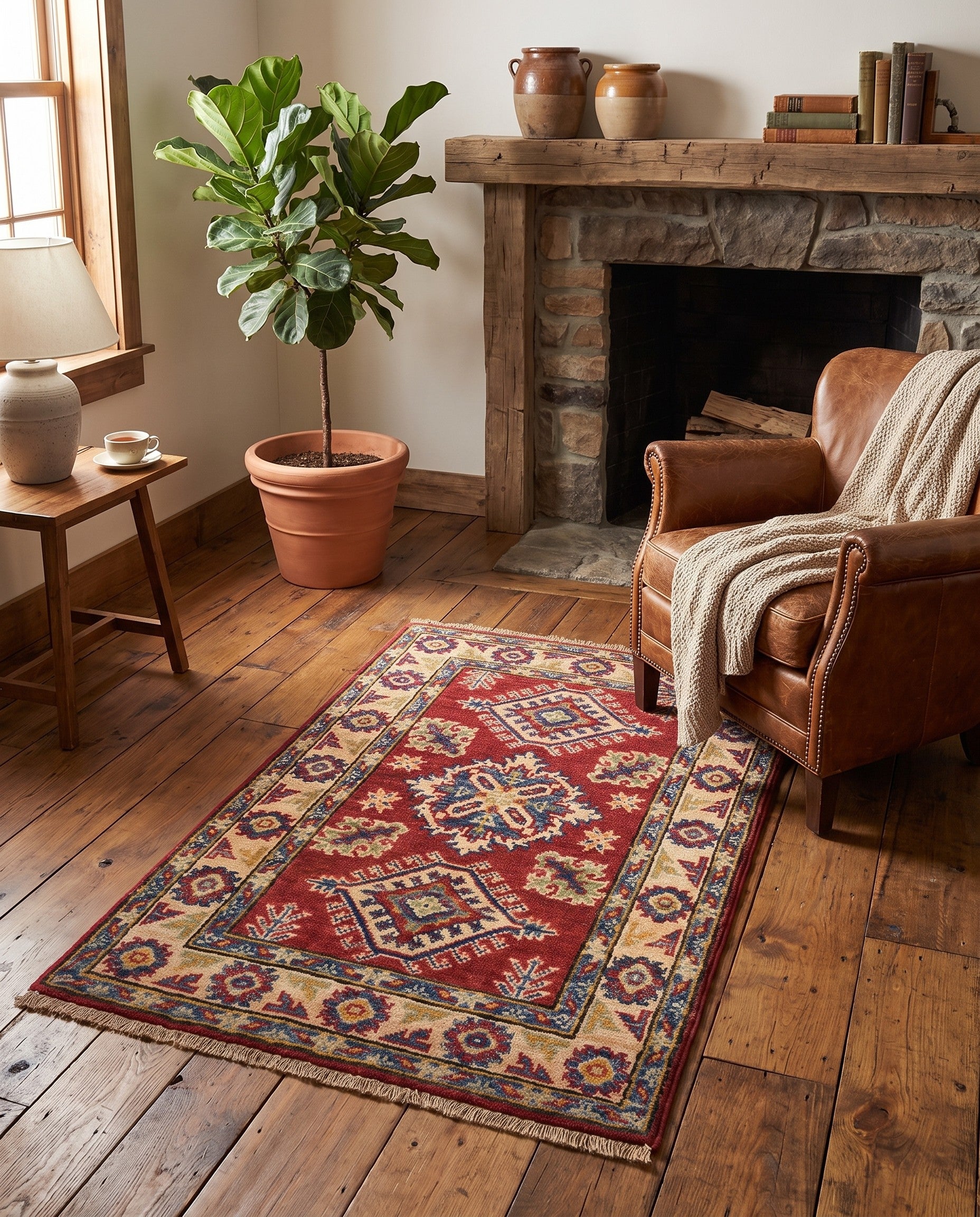 2' x 3' 1 Hand Knotted Kazak Rug