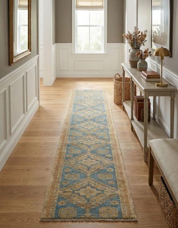 1' 11 x 11' 8 Hand Knotted Oushak Wool Runner Rug
