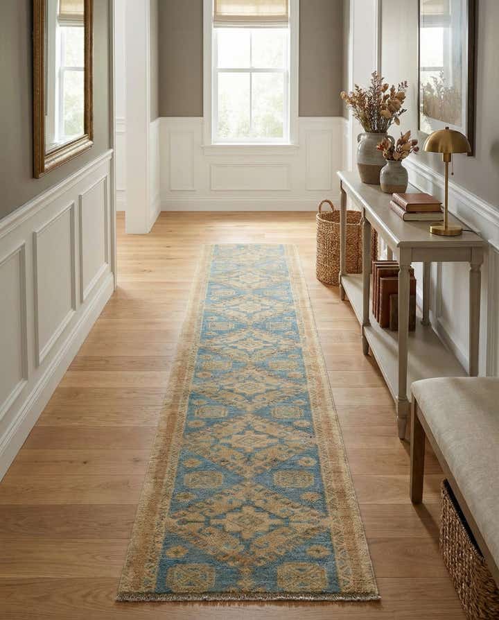 1' 11 x 11' 8 Hand Knotted Oushak Wool Runner Rug