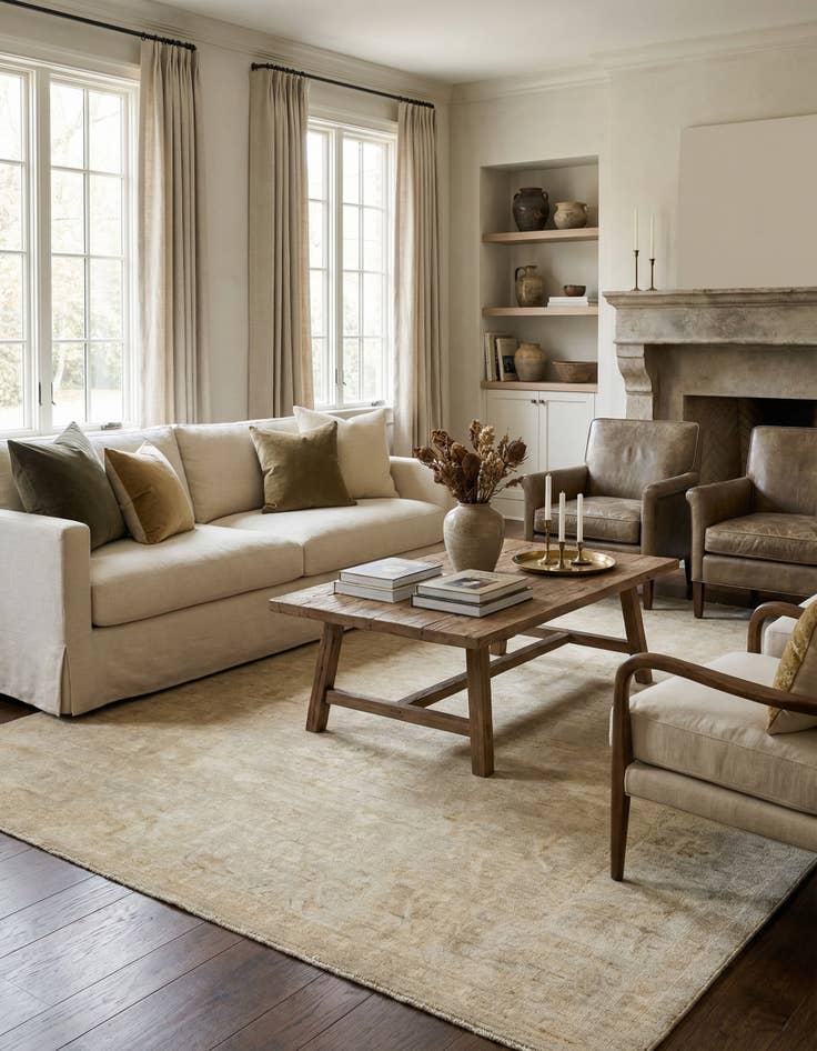 Detail image of 8' 1 x 9' 7 Hand Knotted Oushak Wool Rug